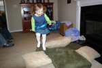 Jumping in the pillows!