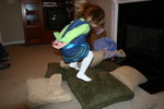 Jumping in the pillows!
