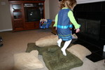 Jumping in the pillows!
