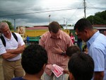 Doing magic for the kids.