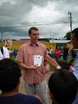 Doing magic for the kids.